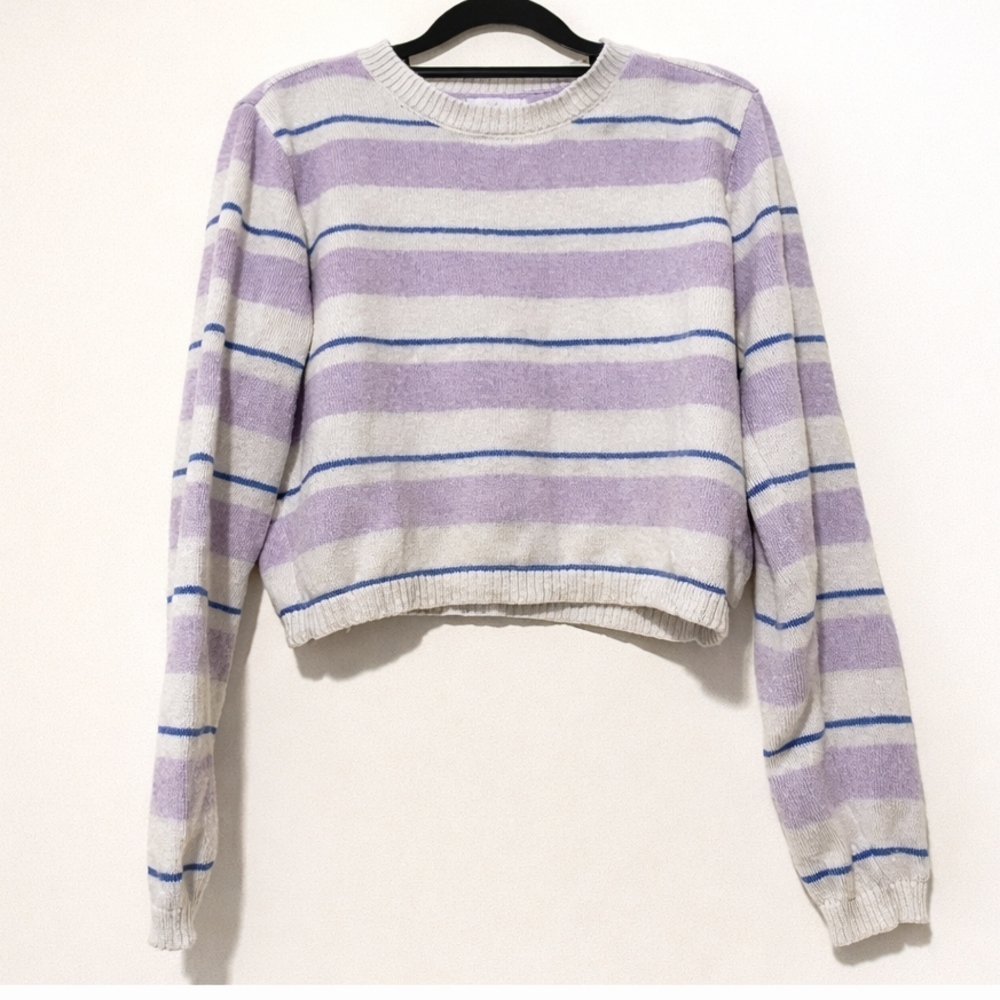 Elegant Striped Lavender and Blue Women's Sweater